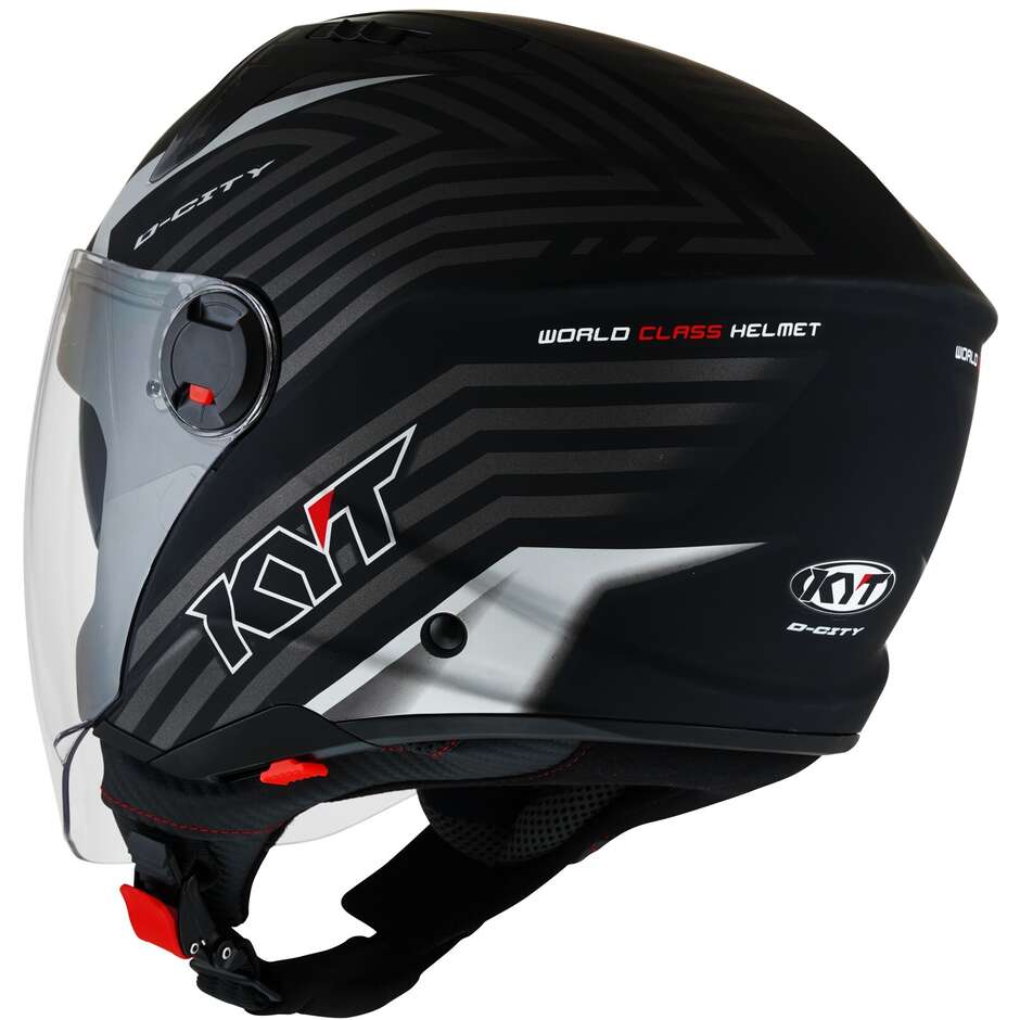 KYT D-CITY LUCENT Jet Motorradhelm Mattschwarz Silber