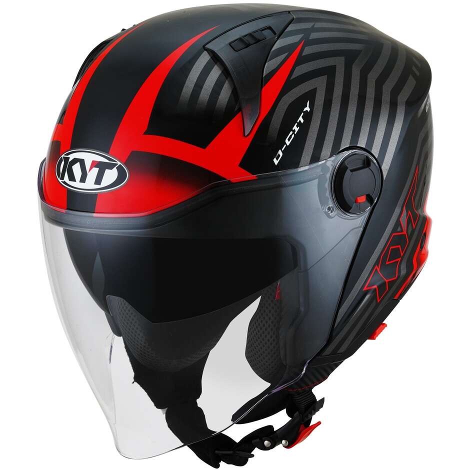 KYT D-CITY LUCENT Jet Motorradhelm Schwarz Rot