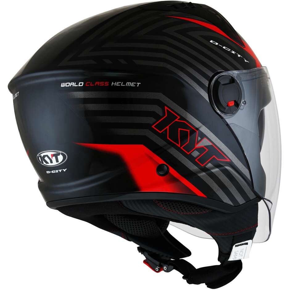 KYT D-CITY LUCENT Jet Motorradhelm Schwarz Rot