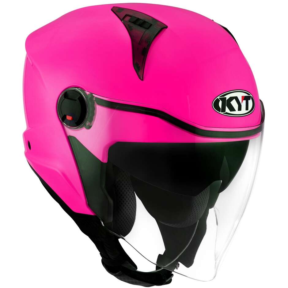 KYT D-CITY PLAIN Jet Motorcycle Helmet Fuchsia Fluo