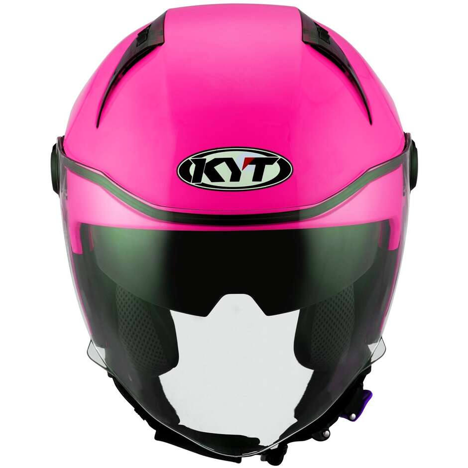 KYT D-CITY PLAIN Jet Motorcycle Helmet Fuchsia Fluo
