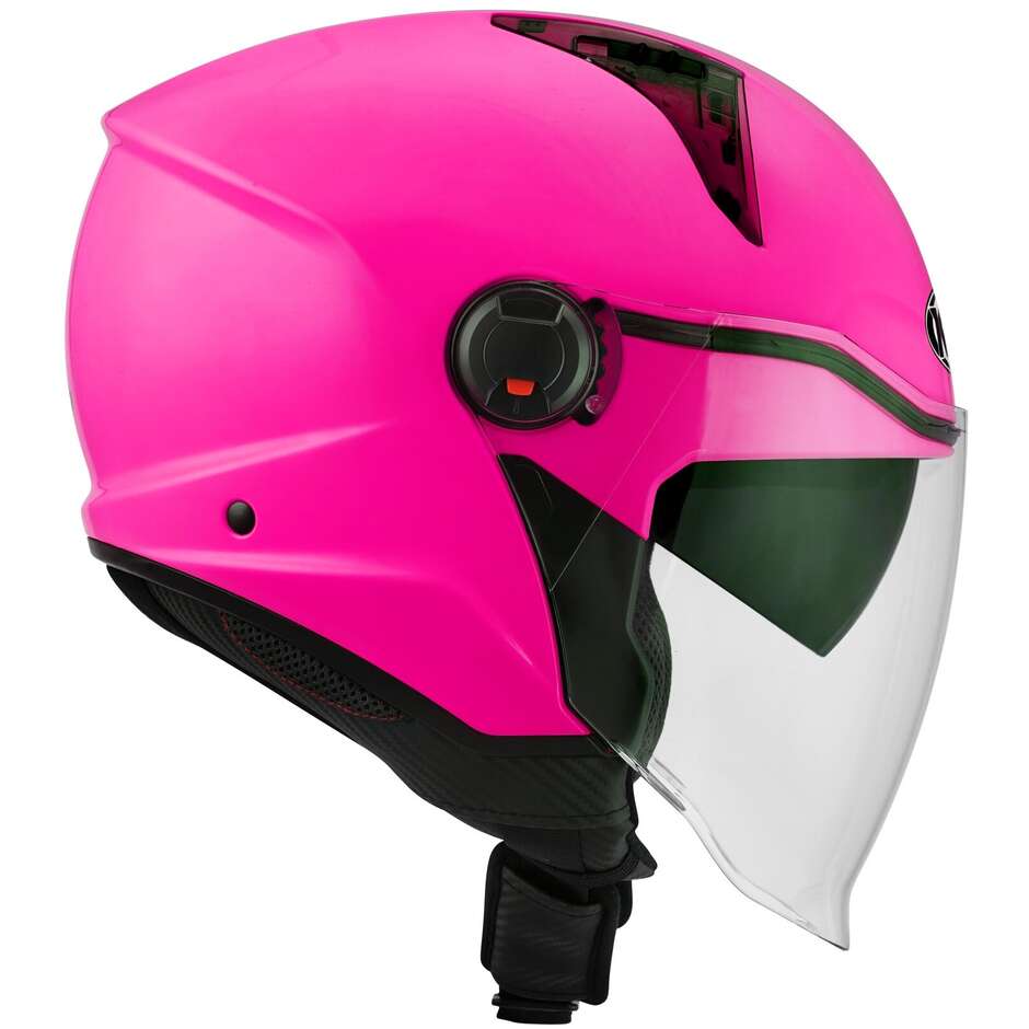 KYT D-CITY PLAIN Jet Motorcycle Helmet Fuchsia Fluo