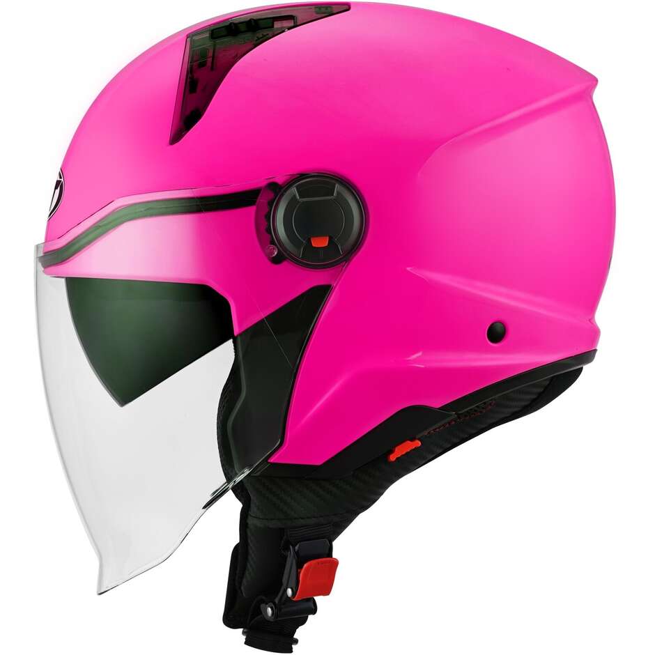 KYT D-CITY PLAIN Jet Motorcycle Helmet Fuchsia Fluo