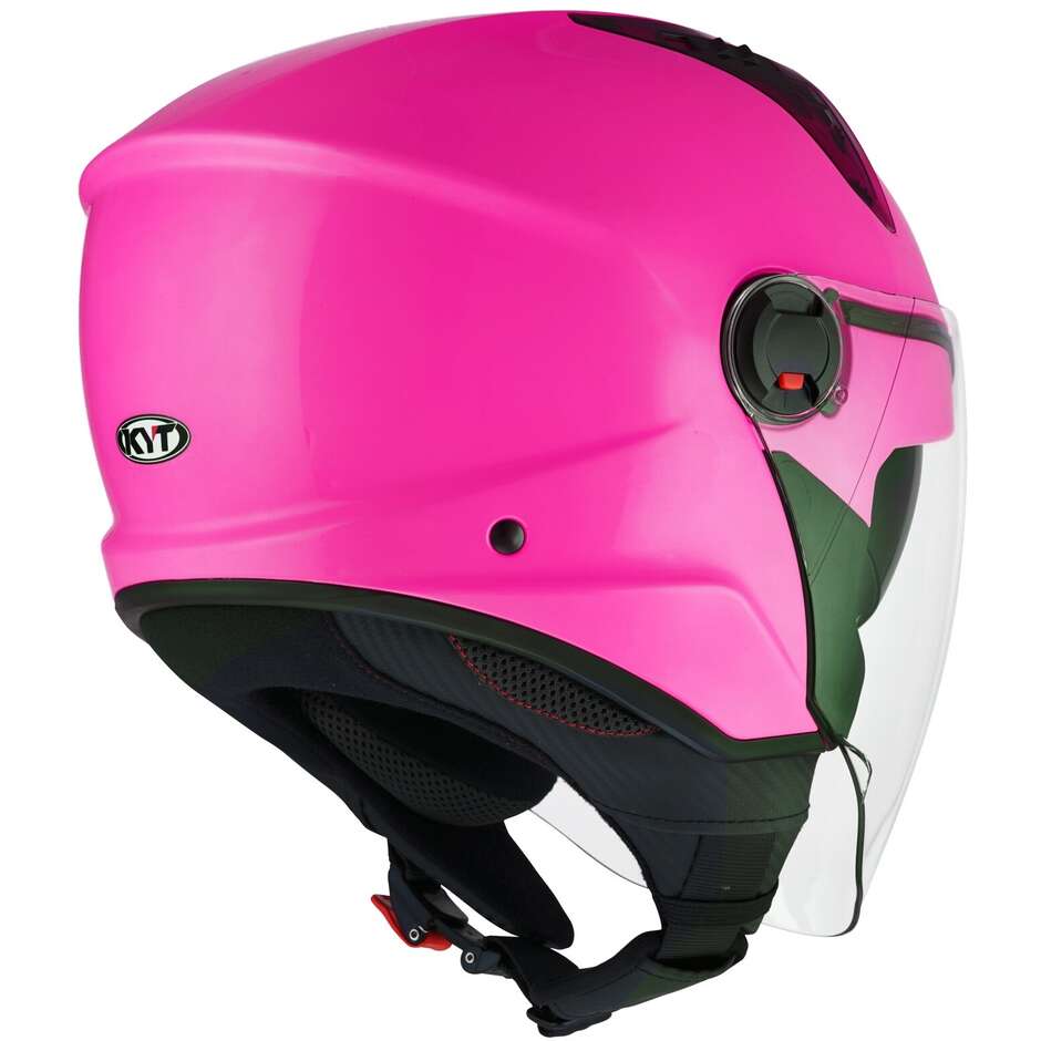 KYT D-CITY PLAIN Jet Motorcycle Helmet Fuchsia Fluo