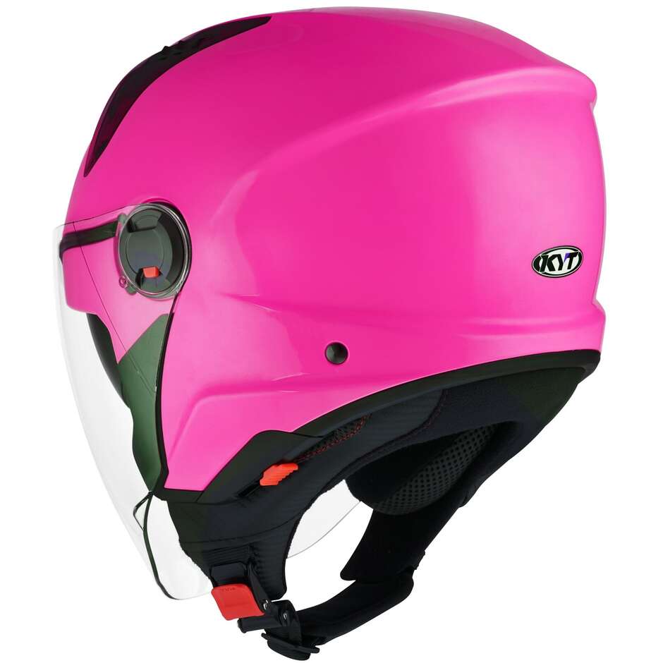 KYT D-CITY PLAIN Jet Motorcycle Helmet Fuchsia Fluo