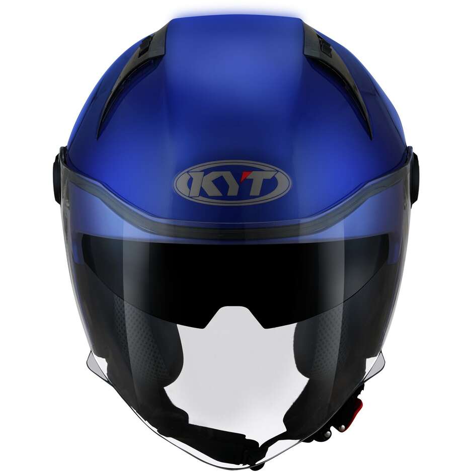 KYT D-CITY PLAIN Jet-Motorradhelm, blaues Metall