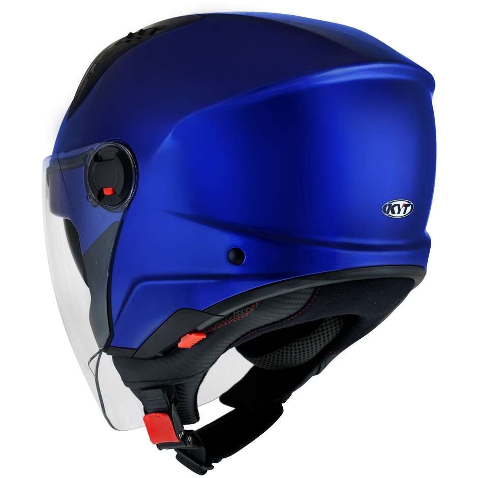 KYT D-CITY PLAIN Jet-Motorradhelm, blaues Metall
