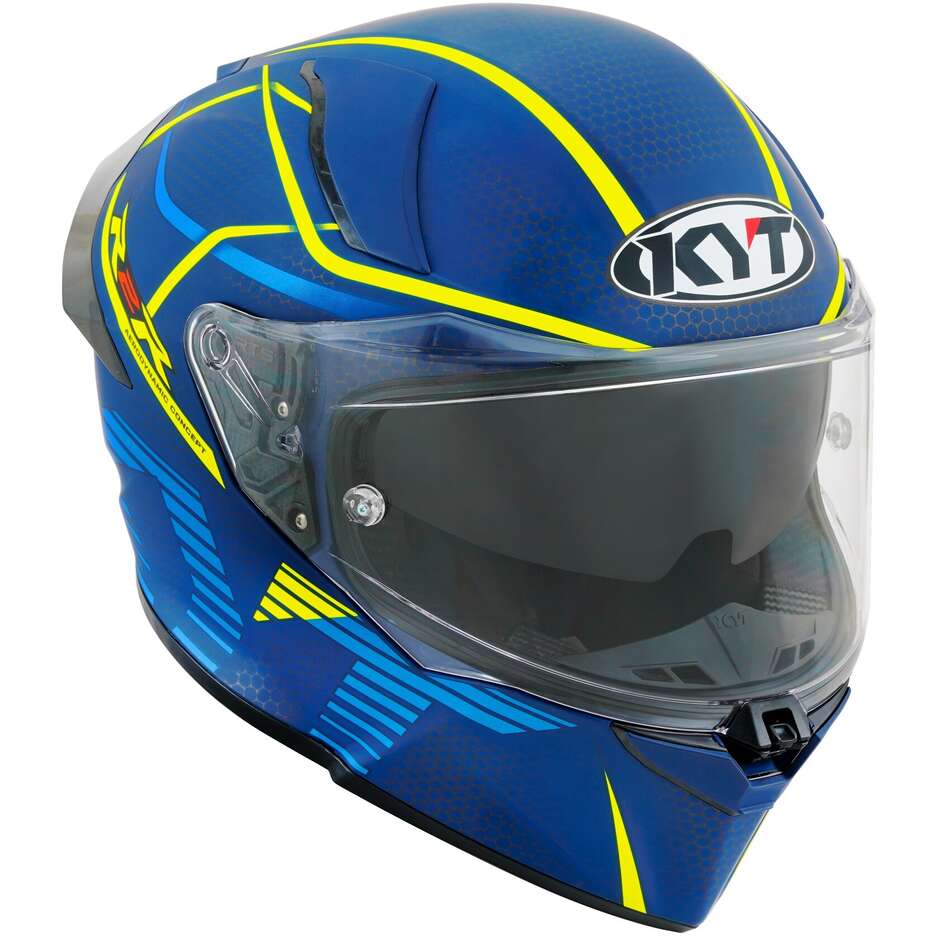 KYT R2R CONCEPT Full Face Motorcycle Helmet Matt Blue Yellow
