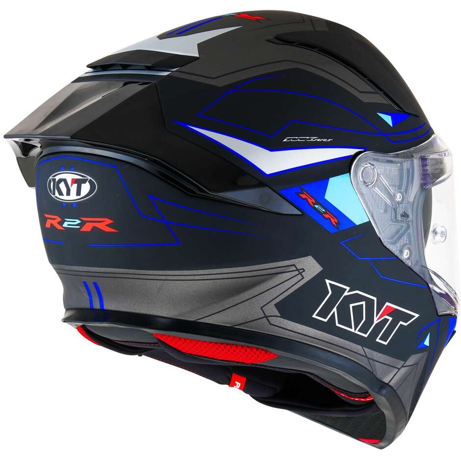 KYT R2R LED Matt Black Blue Full Face Motorcycle Helmet