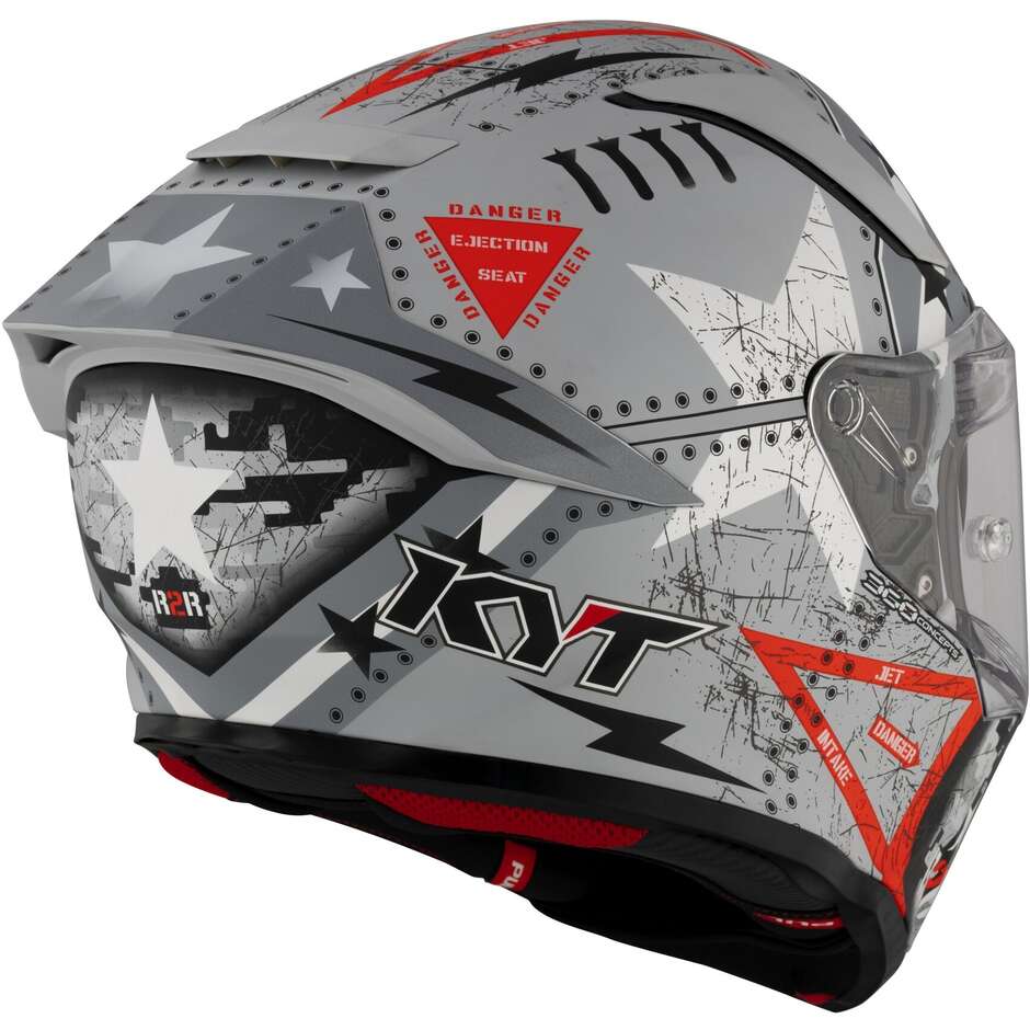 KYT R2R MAX ASSAULT Matt Gray Full Face Motorcycle Helmet