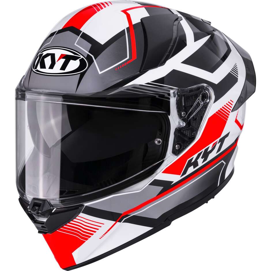 Kyt R2R PARSEC Full Face Touring Motorcycle Helmet White Red