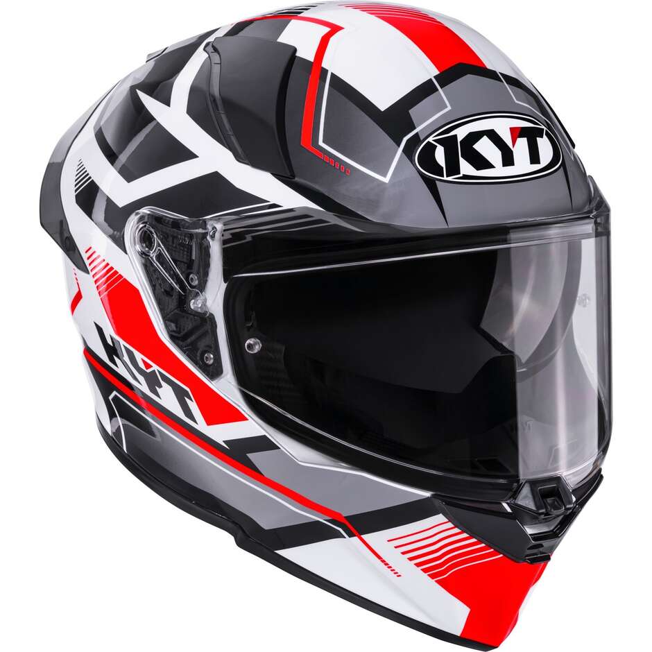 Kyt R2R PARSEC Full Face Touring Motorcycle Helmet White Red