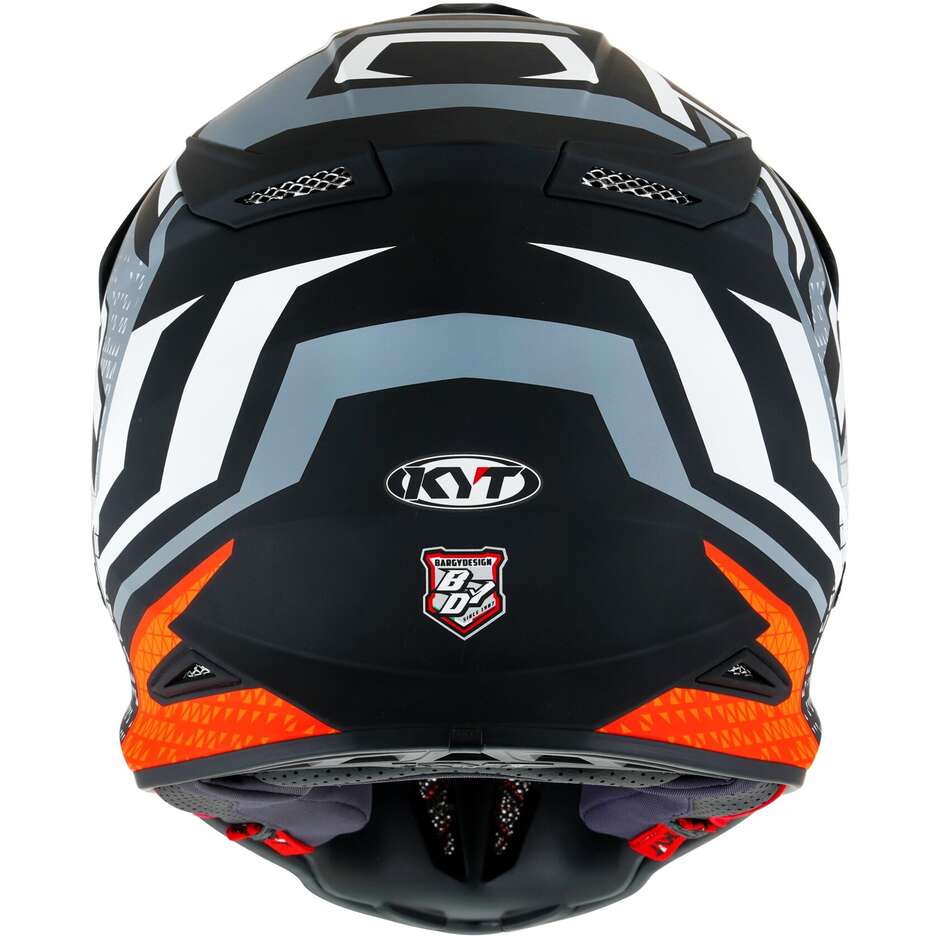 KYT SKYHAWK HYPERFLOW Mattgrau/Orange Cross Enduro Motorradhelm