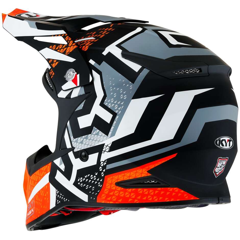 KYT SKYHAWK HYPERFLOW Mattgrau/Orange Cross Enduro Motorradhelm