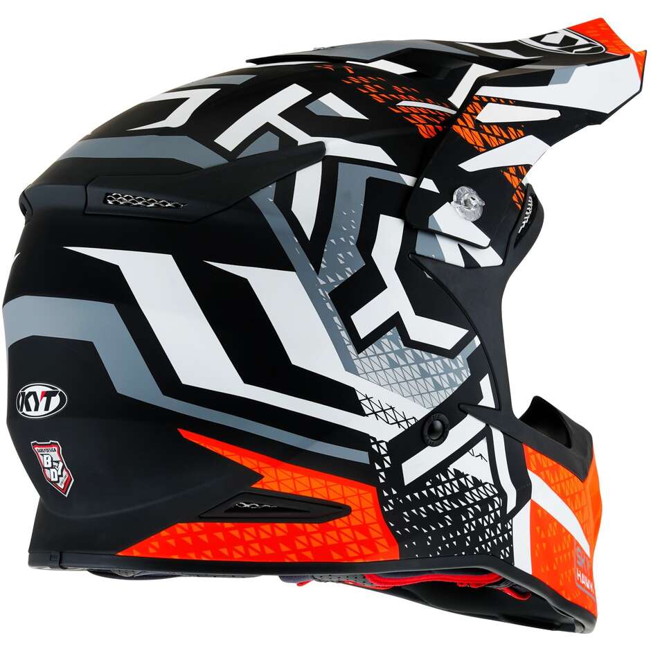KYT SKYHAWK HYPERFLOW Mattgrau/Orange Cross Enduro Motorradhelm