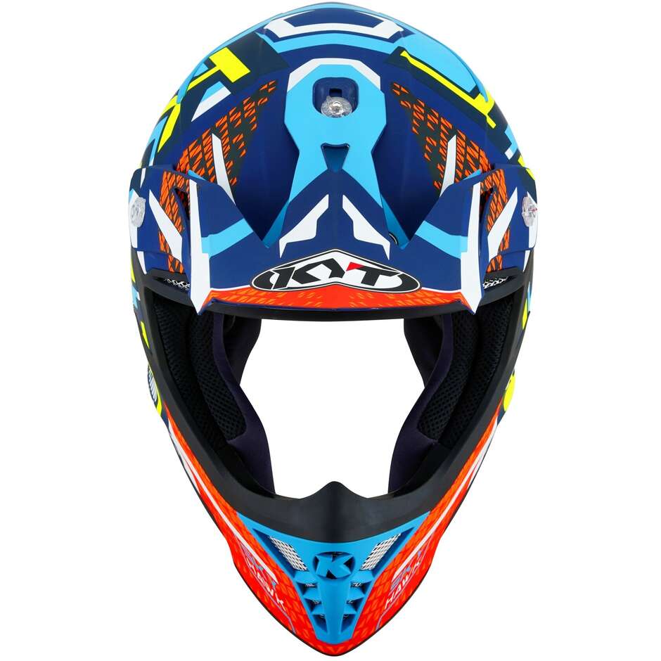 KYT SKYHAWK HYPERFLOW Motocross Enduro Helmet Matt Clear Blue/Red