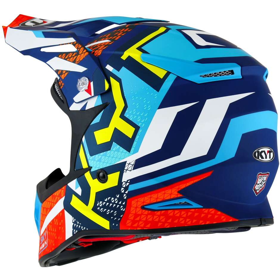 KYT SKYHAWK HYPERFLOW Motocross Enduro Helmet Matt Clear Blue/Red