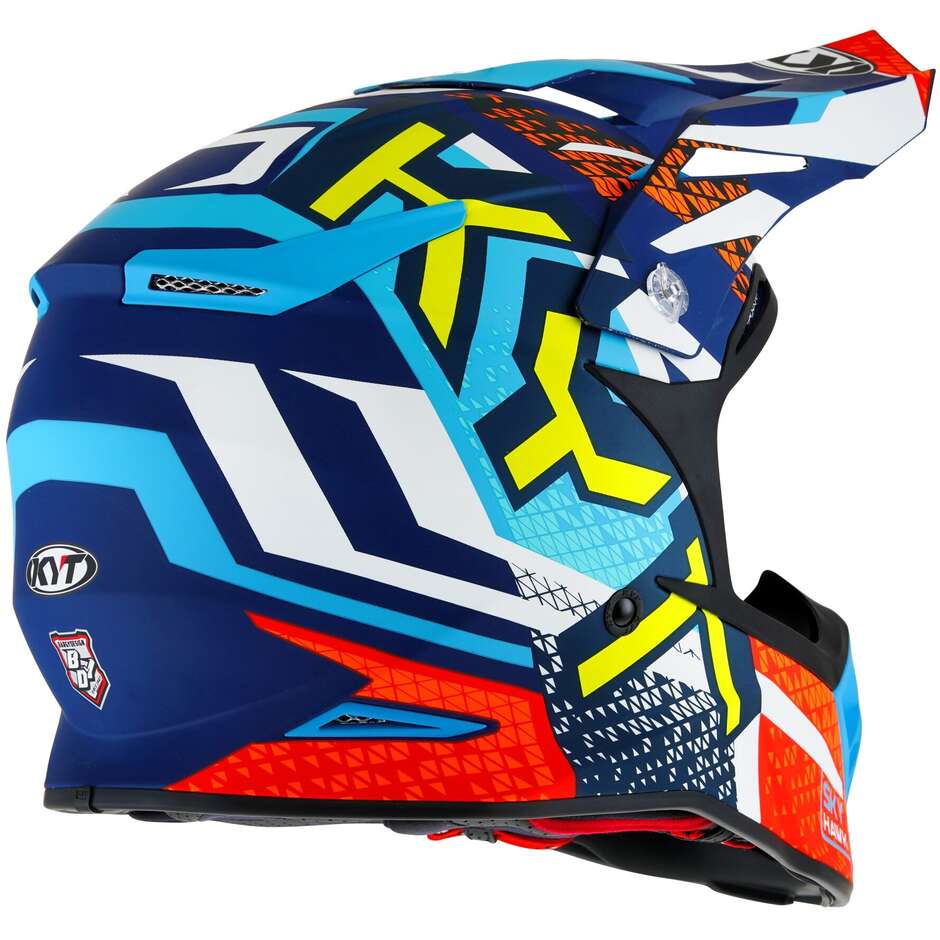 KYT SKYHAWK HYPERFLOW Motocross Enduro Helmet Matt Clear Blue/Red