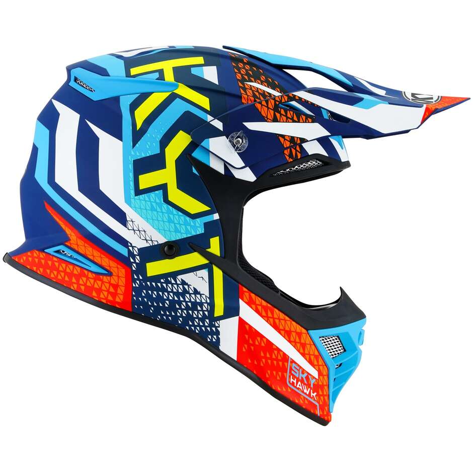 KYT SKYHAWK HYPERFLOW Motocross Enduro Helmet Matt Clear Blue/Red