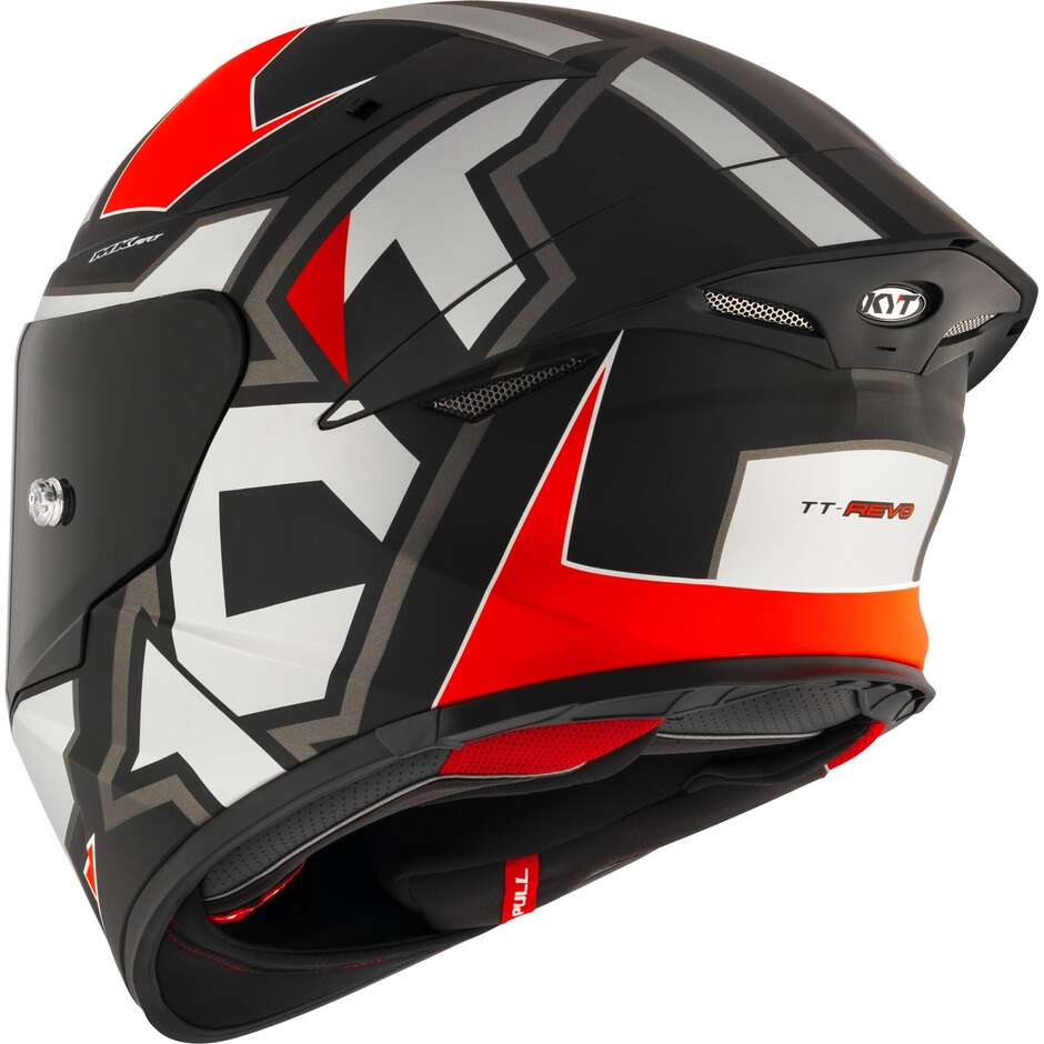 Kyt TT-REVO ELECTRON Full Face Motorcycle Helmet Matt Grey Red