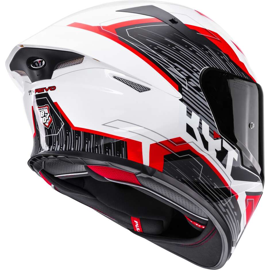 Kyt TT-REVO SPEEDING Full Face Motorcycle Helmet White Red