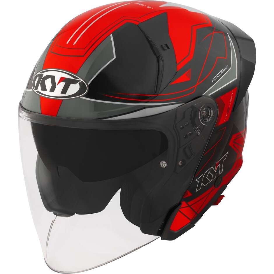 Kyt TTR-JET LED Jet Motorcycle Helmet Black/Red