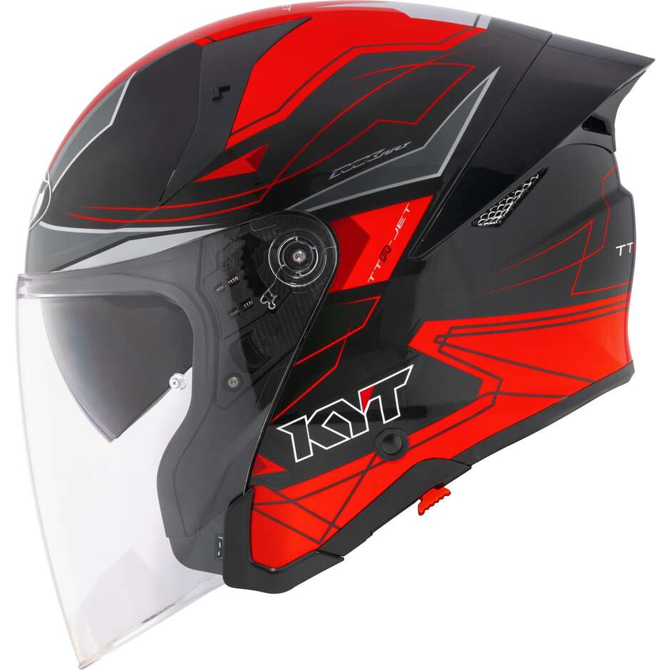 Kyt TTR-JET LED Jet Motorcycle Helmet Black/Red