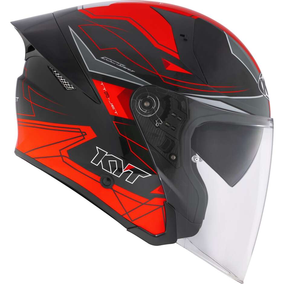 Kyt TTR-JET LED Jet Motorcycle Helmet Black/Red
