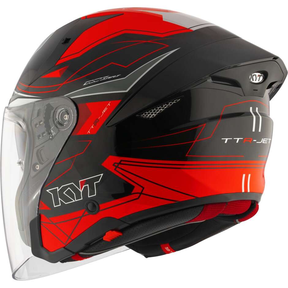 Kyt TTR-JET LED Jet Motorcycle Helmet Black/Red
