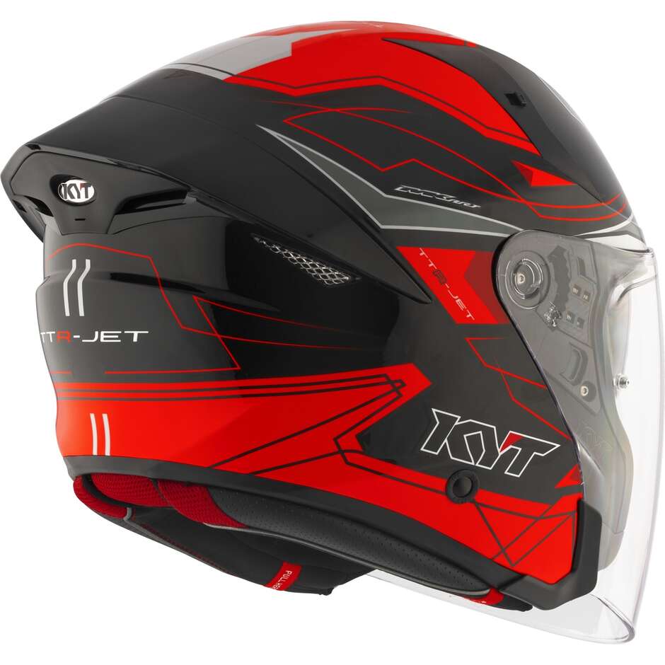Kyt TTR-JET LED Jet Motorcycle Helmet Black/Red