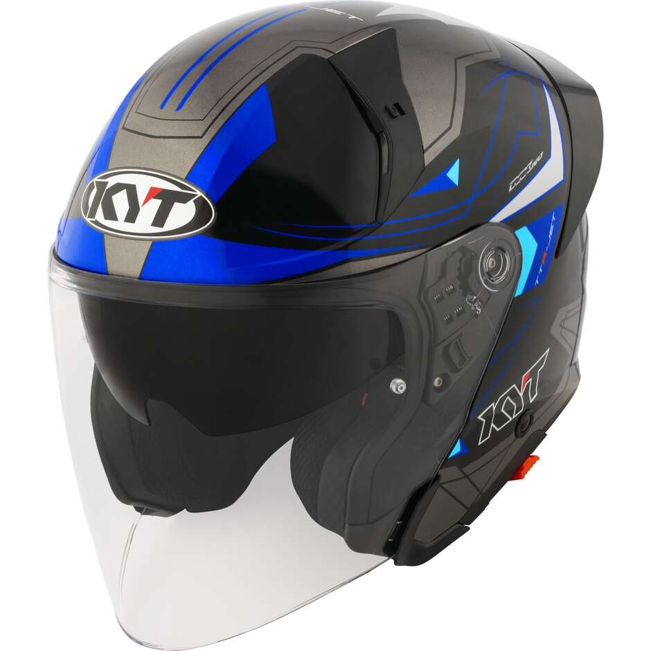 Kyt TTR-JET LED Jet Motorradhelm Schwarz/Blau