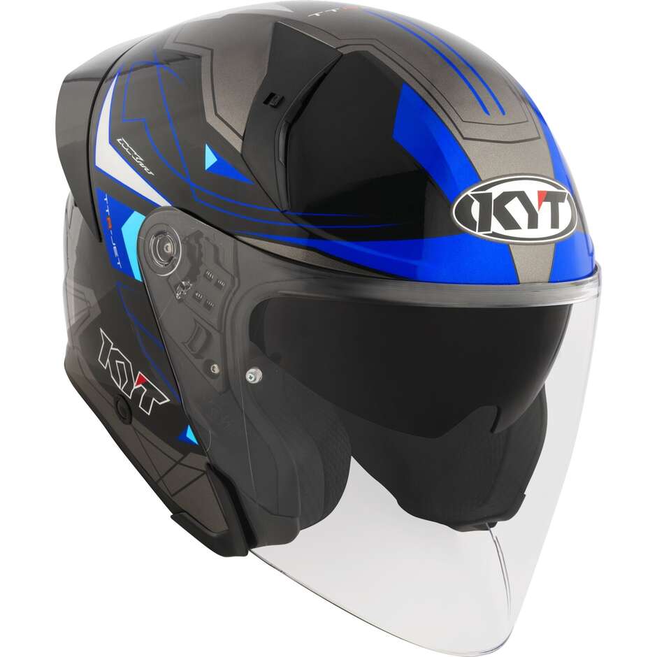 Kyt TTR-JET LED Jet Motorradhelm Schwarz/Blau