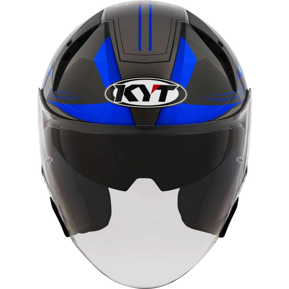 Kyt TTR-JET LED Jet Motorradhelm Schwarz/Blau