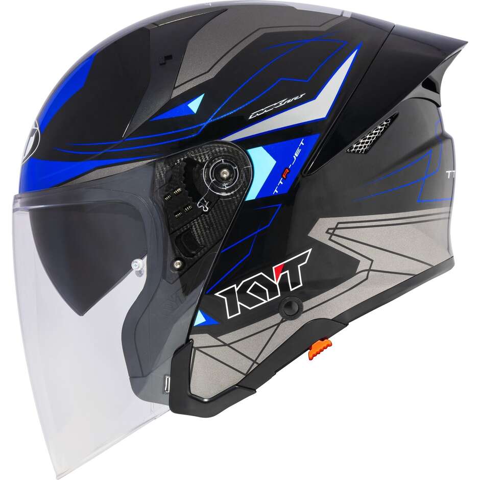 Kyt TTR-JET LED Jet Motorradhelm Schwarz/Blau