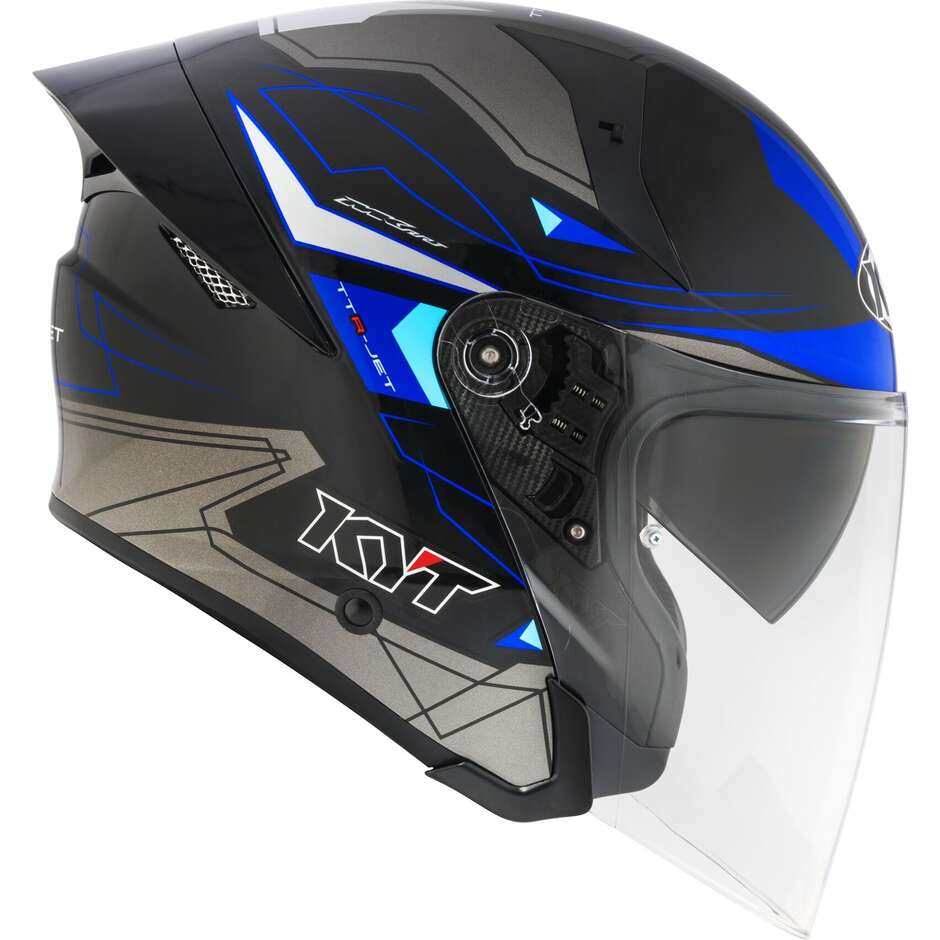 Kyt TTR-JET LED Jet Motorradhelm Schwarz/Blau