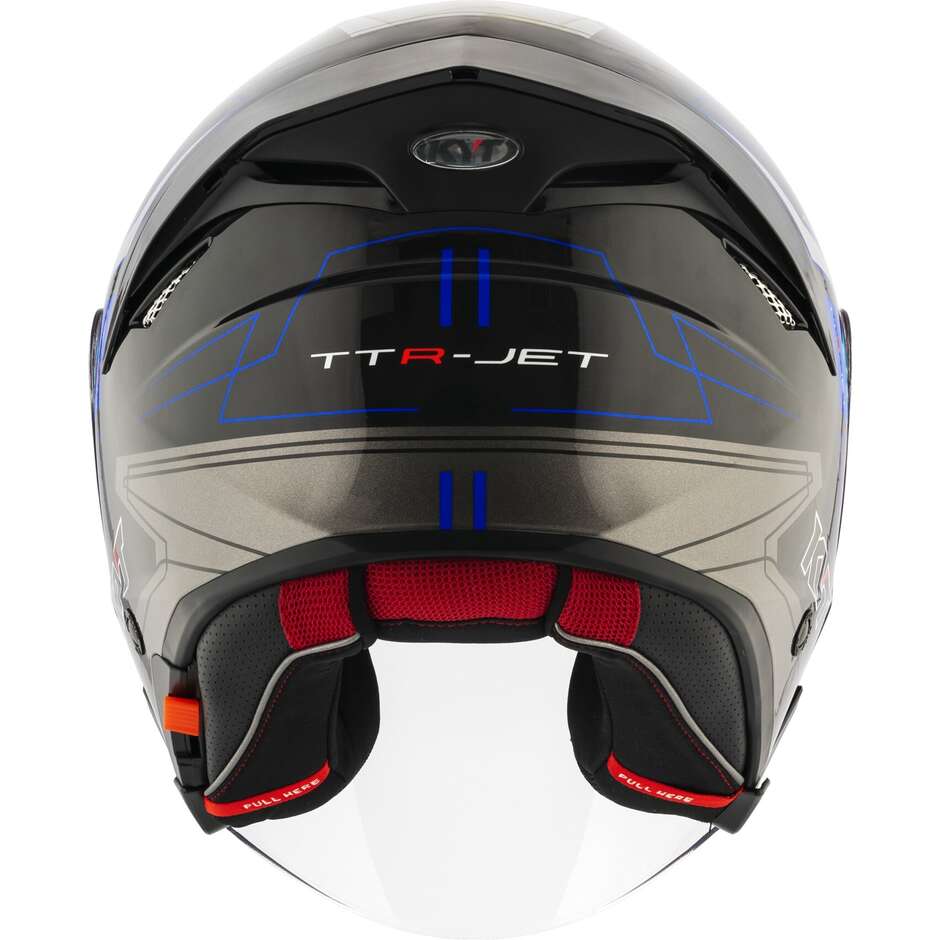 Kyt TTR-JET LED Jet Motorradhelm Schwarz/Blau