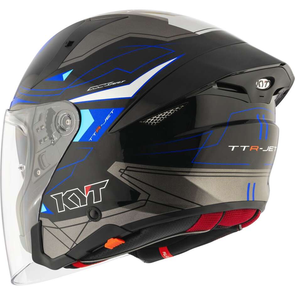Kyt TTR-JET LED Jet Motorradhelm Schwarz/Blau