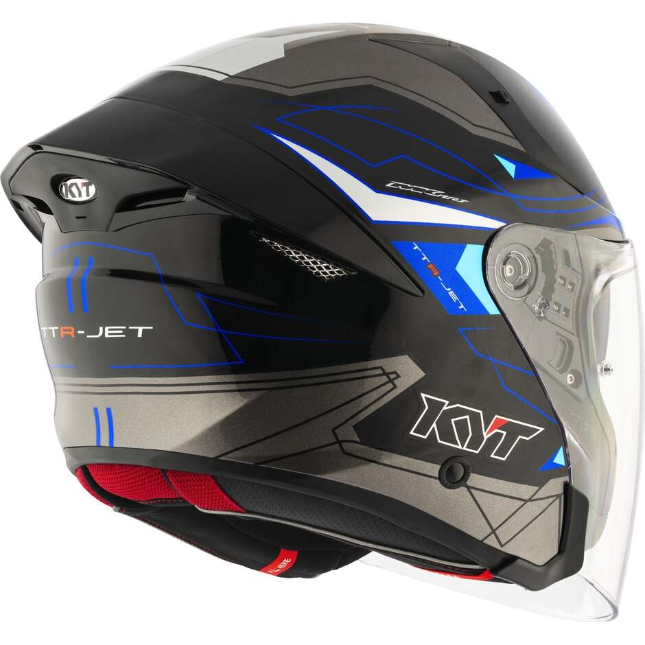 Kyt TTR-JET LED Jet Motorradhelm Schwarz/Blau