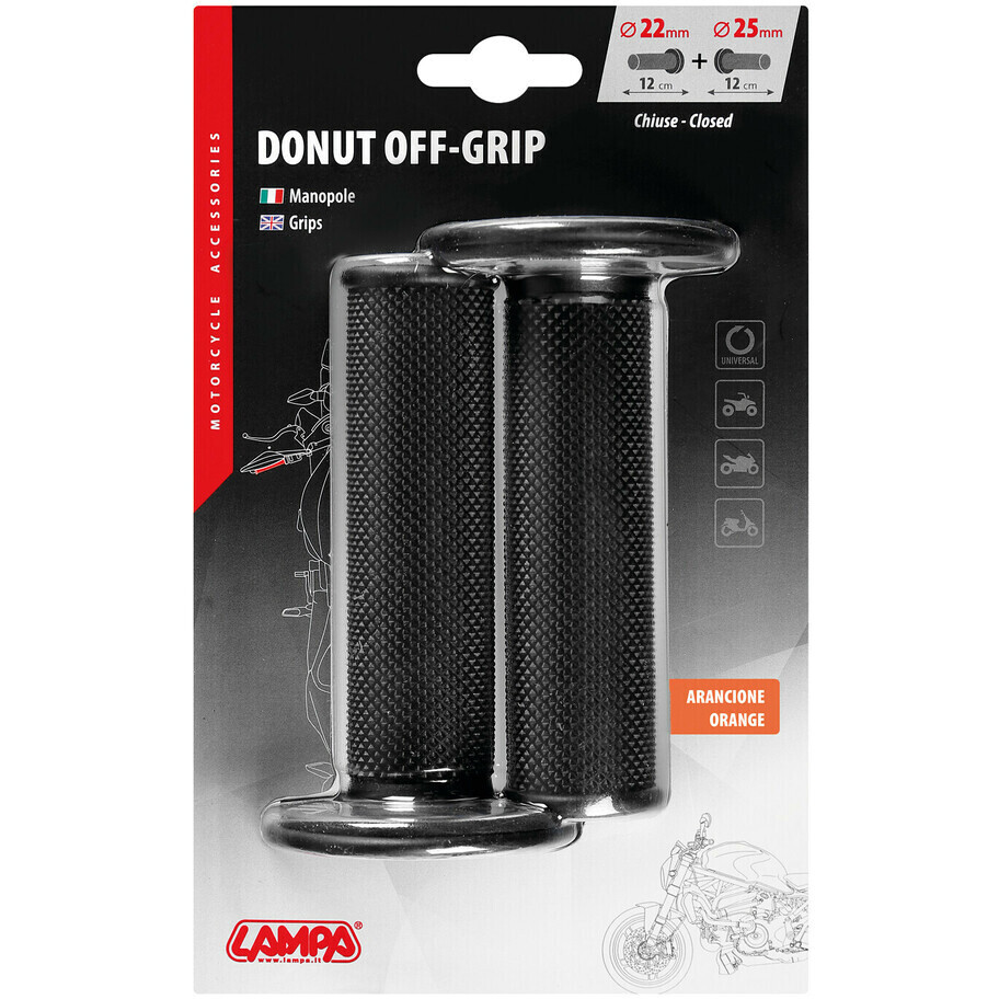 Lampa Donut Off-Road Grips Poignées Moto Universelles Gris-Orange Vente en  Ligne 