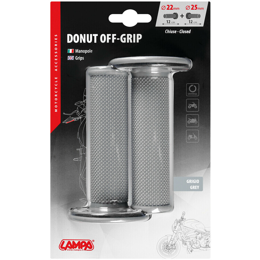Lampa Donut Off-Road Grips Universal Motorcycle Grips Grey-Grey