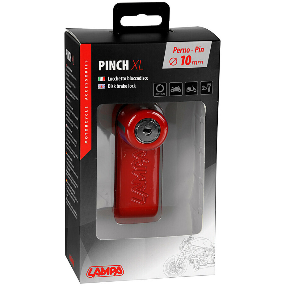 Lampa Motorcycle Disc Lock Model PinchXL Pin 10 mm Red