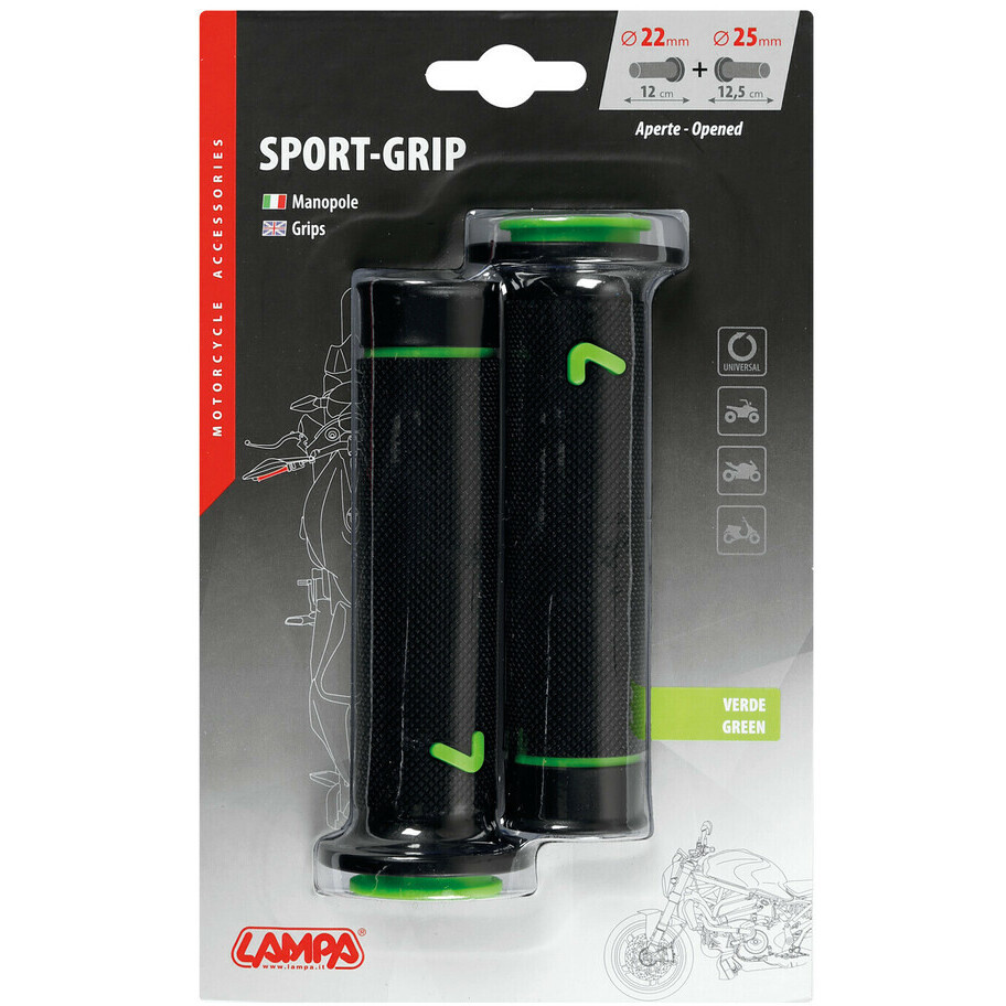 Lampa Sport Grip Universal Motorcycle Grips Black-Green
