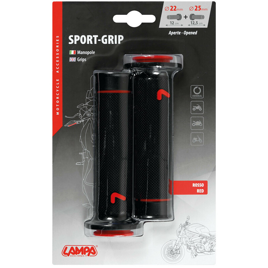 Lampa Sport Grip Universal Motorcycle Grips Black-Red