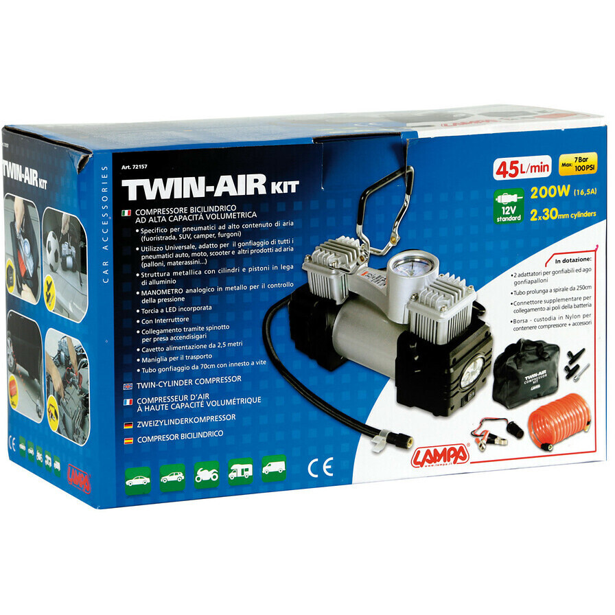 Lampa TWIN AIR Twin Cylinder Tire Inflator Compressor 12V