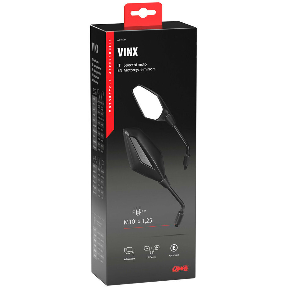 Lampa Vinx Schwarze Motorrad-Rückspiegel (Paar)