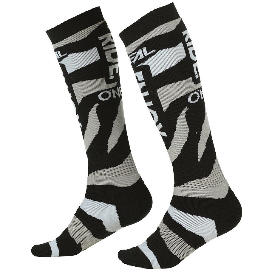 Lange Socken Oneal Pro Mx Sock Moto Cross Enduro Mtb Zoneal Schwarz Weiß
