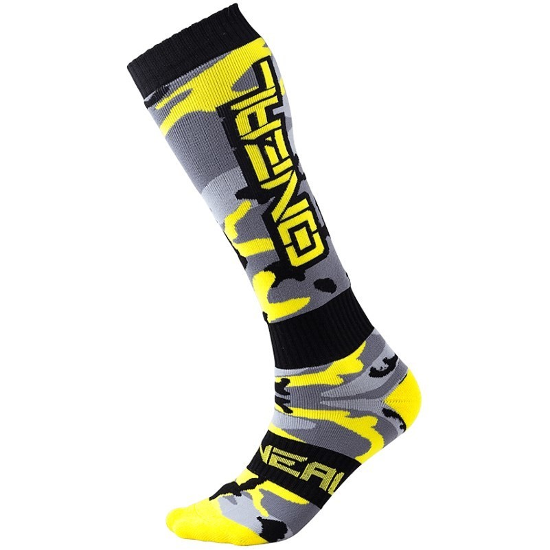 Lange Socken Oneal Pro Mx Socke Moto Cross Enduro Mtb Hunter Schwarz Grau Gelb