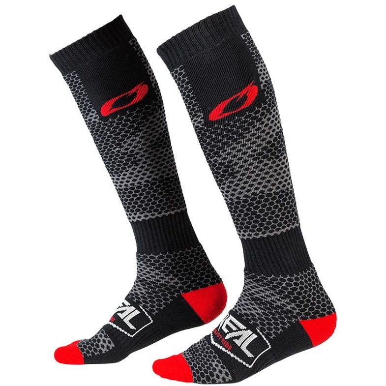 Lange Socken Oneal Pro Mx Socke Moto Cross Enduro Mtb Revit Verdeckt Grau Rot