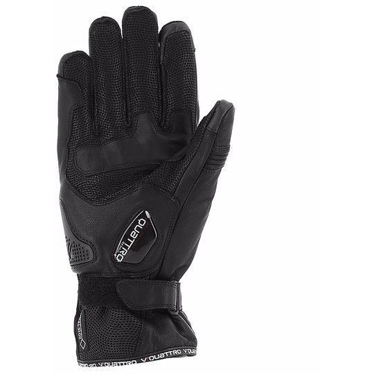 Leather and Fabric Motorcycle Gloves Mezze Seasons Vquattro Stormer 18 GTX CE Black