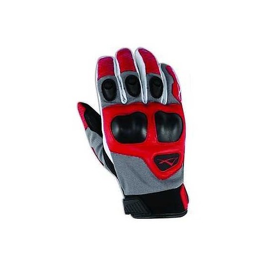Leather Gloves American-Pro Sport BLOCK Gray Red